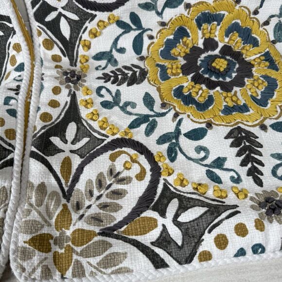 Yellow Embroidered Claudia Pillow Covers 20x20 (Set Of 2) Kirkland's Floral - Picture 4 of 16
